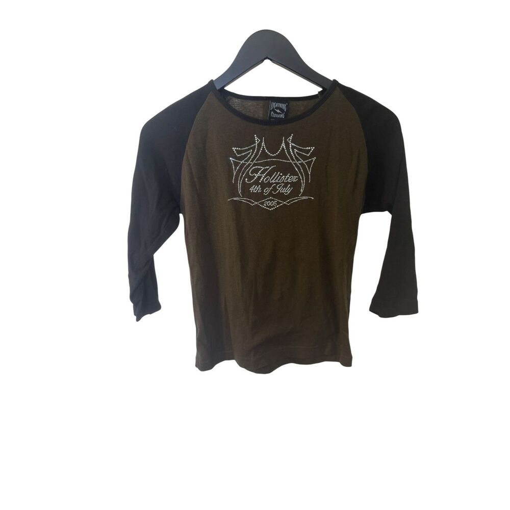 VTG 2005 Hollister Co Rhinestone Raglan Graphic Tee | Size XL
